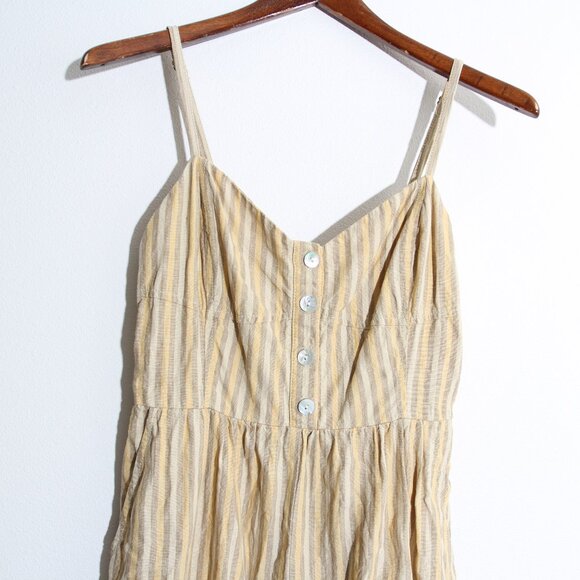 Madewell Sleeveless Wide-Leg Jumpsuit French Vanilla Striped Linen Yellow Size 2 - Picture 3 of 16